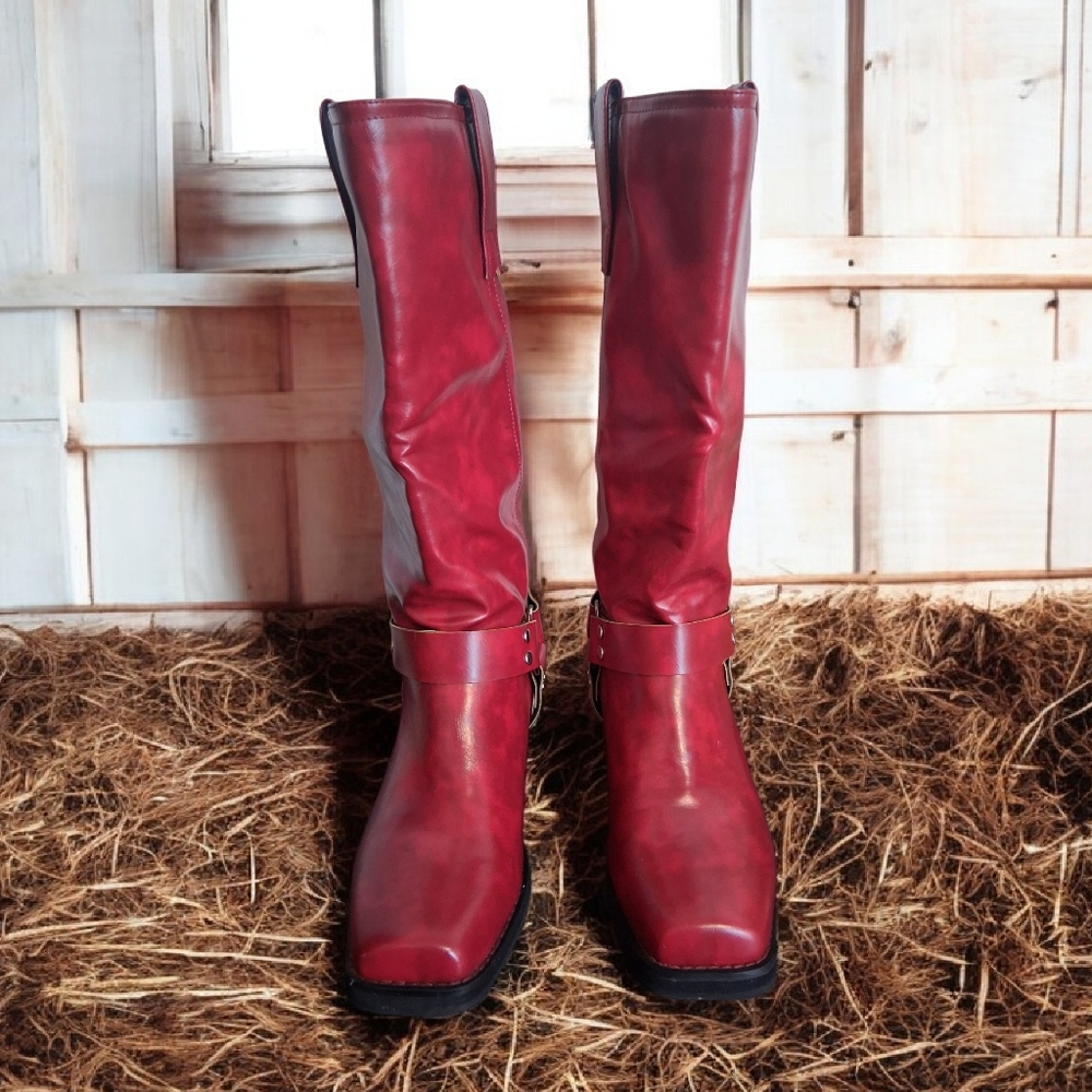 RED HARNESS BOOTS SIZE 9
